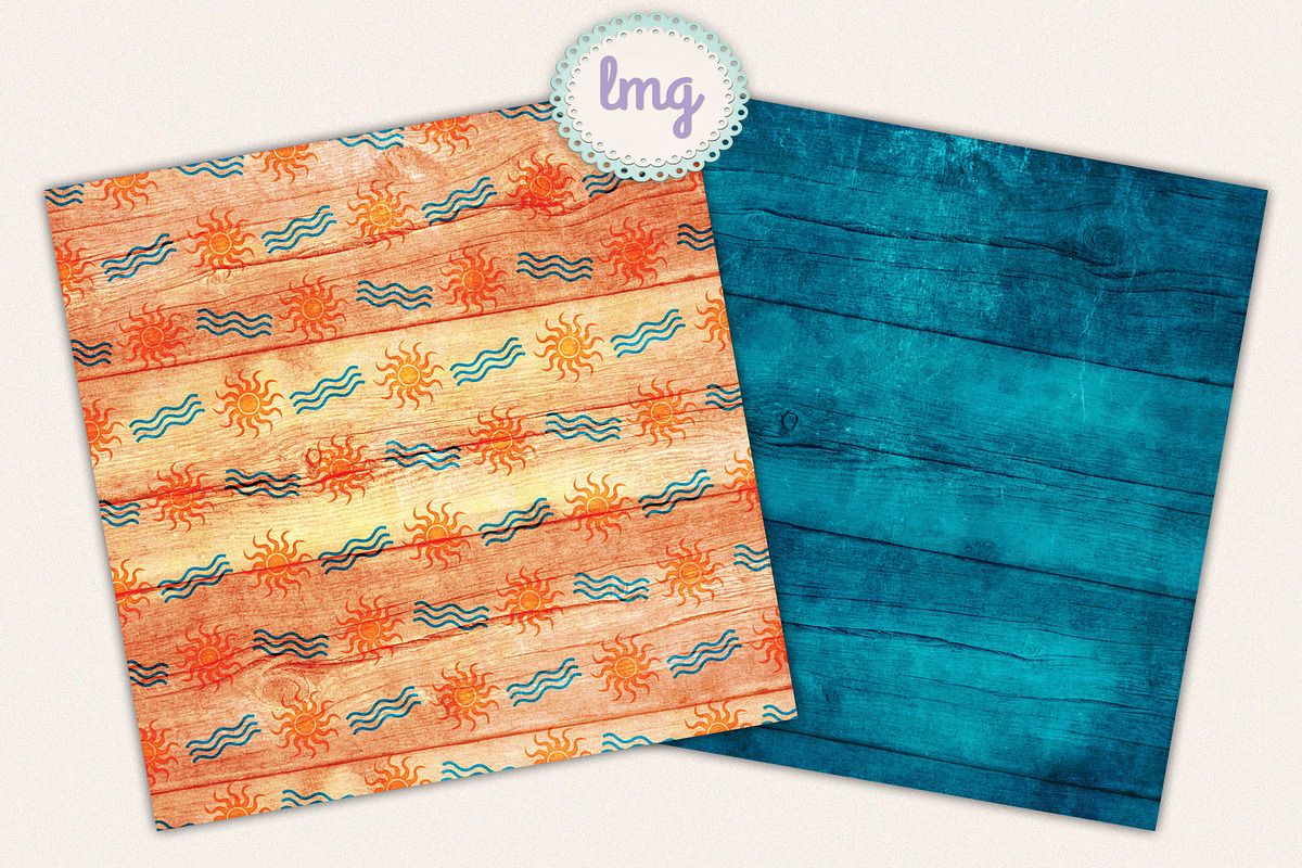 Beach Fun Digital Scrapbook Papers, a Pattern Graphic by Lavender Mint Graphics (Photo 4 of 6)