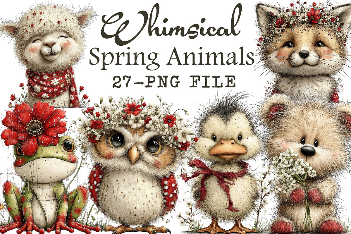 Whimsical Spring Animals Clipart, an Illustration by Libby Wishes (Photo 1 of 7)
