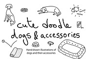 Cute doodle dogs and accessories, an Animal Illustration by Liz Pengilley Studio (Thumbnail 1 of 4)