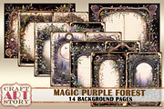Magic purple forest Blank background, a Seasonal Illustration by CraftArtStory (Thumbnail 2 of 3)