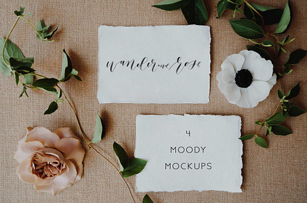 Moody Styled Invitation Mockups, a Social Media Template by LaPorte Images