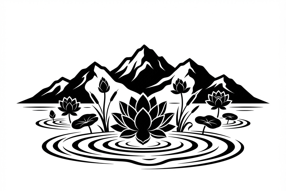 60 Lotus Mountain Harmony Silhouette, an Empty State Illustration by Amazin_art (Photo 13 of 31)