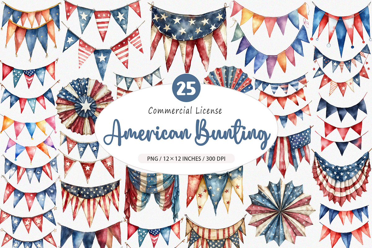 Patriotic American Bunting PNG, an Illustration by SinaCreation (Photo 1 of 5)