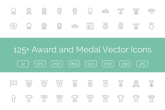 125 Award And Medal Vector Icons