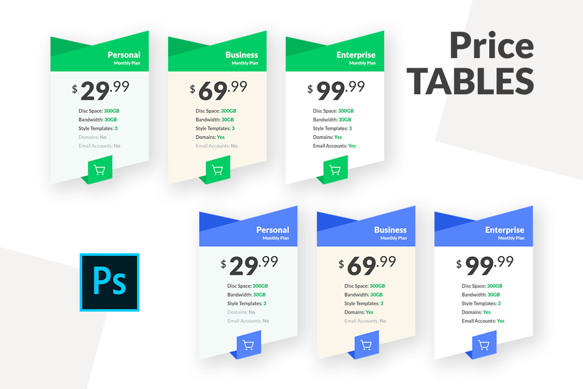 Mini Pricing Tables, an UI Kit Template by Ecolor Studio (Photo 2 of 2)