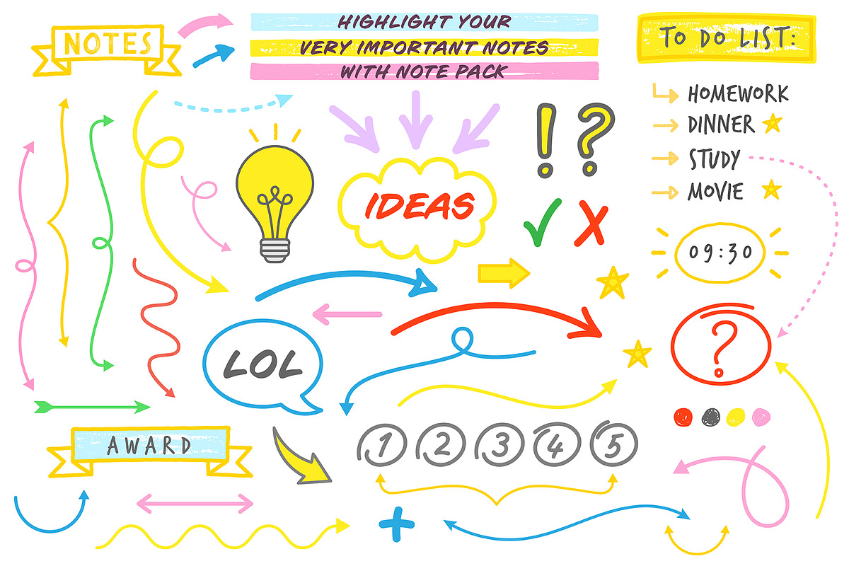 Bujo and Note Taking Vector Doodles, an Object Graphic by Krafti Lab
