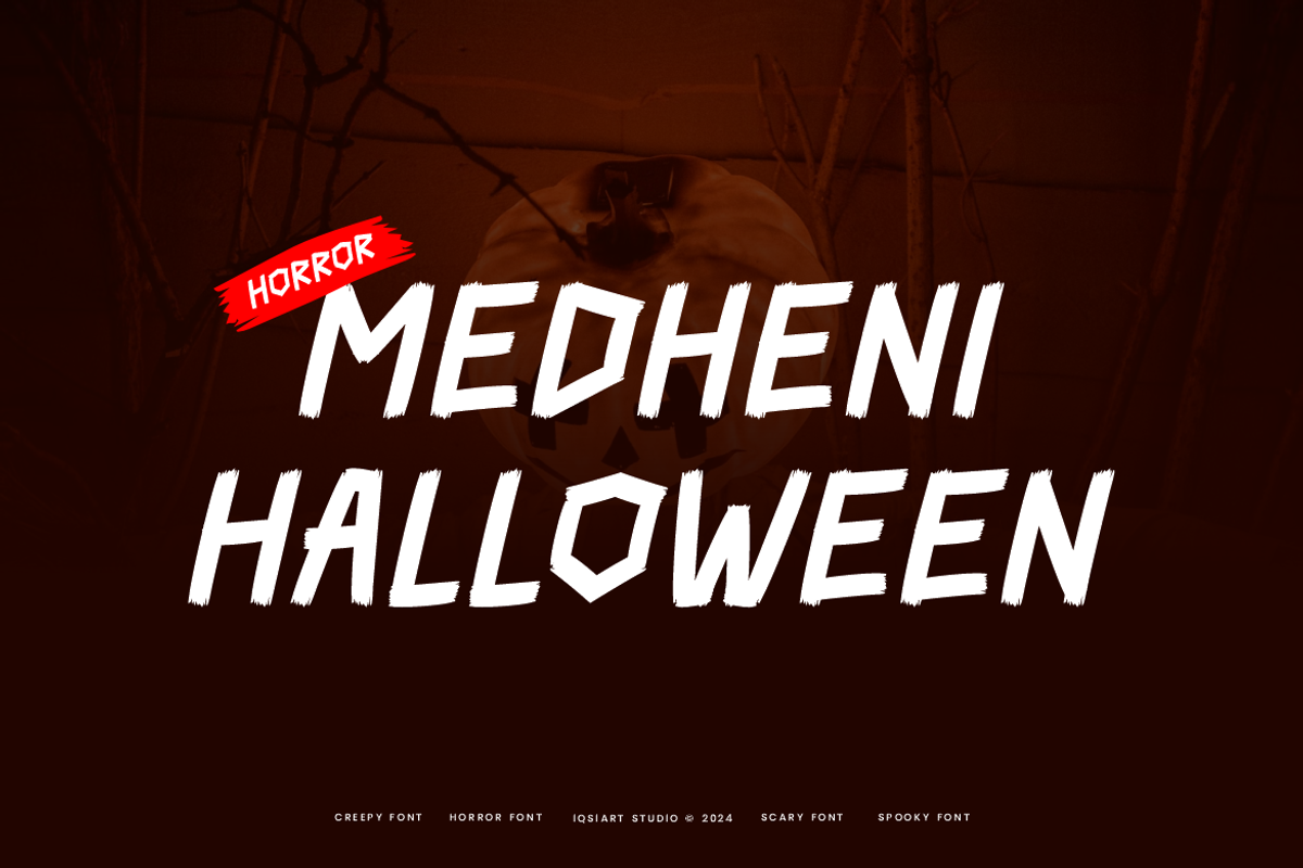 Medheni Halloween Font, a Sans Serif Font by Iqsiart Studio (Photo 1 of 7)