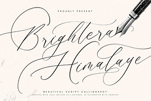 Brightera Himalaye Beautiful Script, a Script Font by Letterena Studios Script