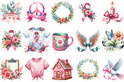 Watercolor Pink cancer  Clipart, an Illustration by Designking (Thumbnail 2 of 5)