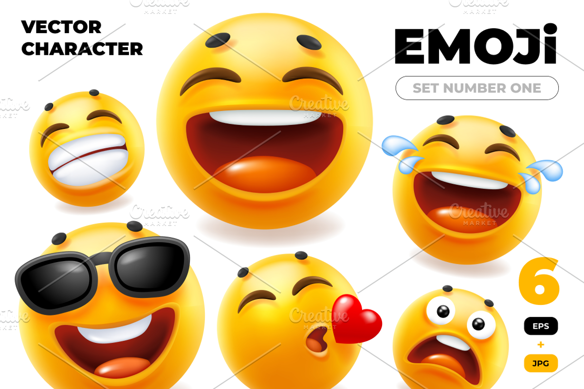 3d Happy Emoji | Vector Set, an Object Graphic by wowomnom (Photo 1 of 4)