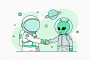 Astronaut Alien Friendship Vector, an Object Illustration by Partikusi Design (Thumbnail 3 of 3)
