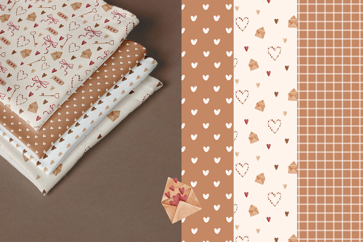 Watercolor patterns Valentine's Day, a Pattern Graphic by Pattern + watercolor (Photo 3 of 9)