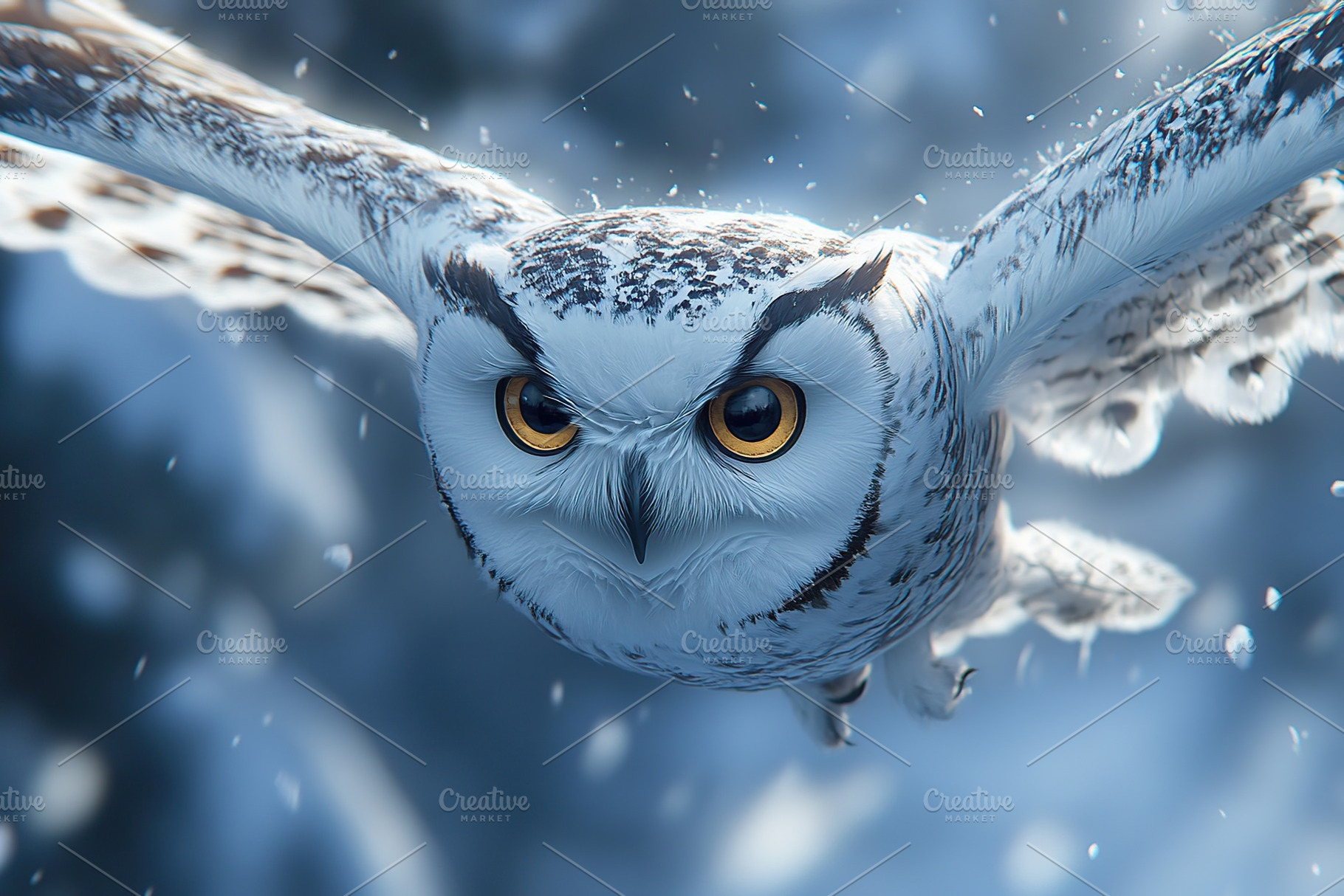 Beautiful owl flying with outstretched wings, an Animal Photo by AlyaAnd