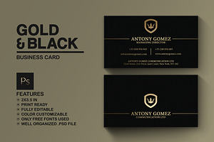 Simple Gold And Black Business Card