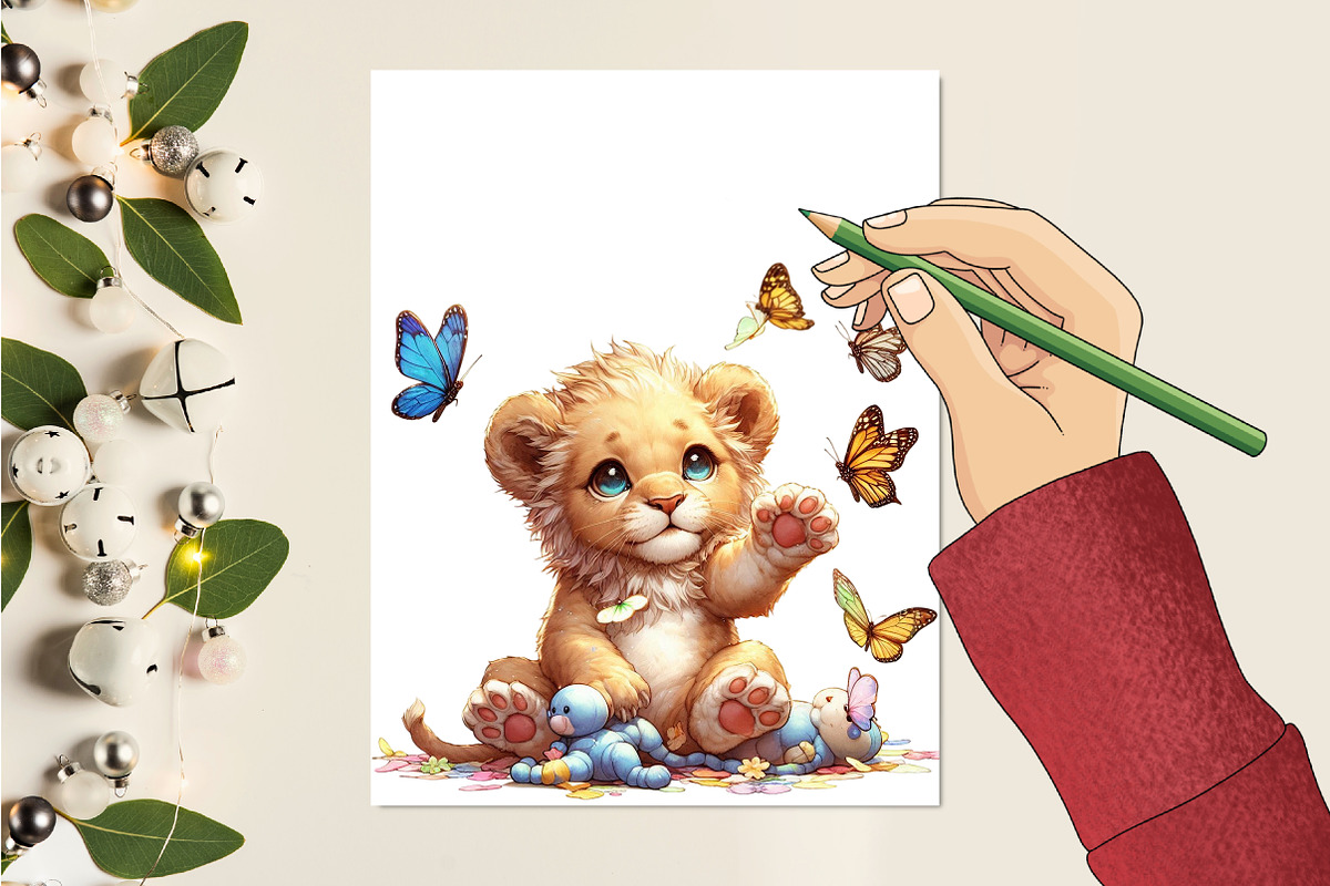 Lion Watercolor Cliparts, an Illustration by RobertsArt (Photo 3 of 7)