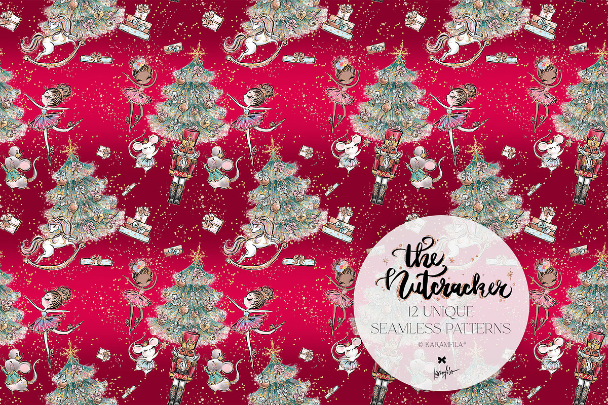 Nutcracker Christmas Magic Patterns, a Pattern Graphic by KaramfilaS (Photo 11 of 21)