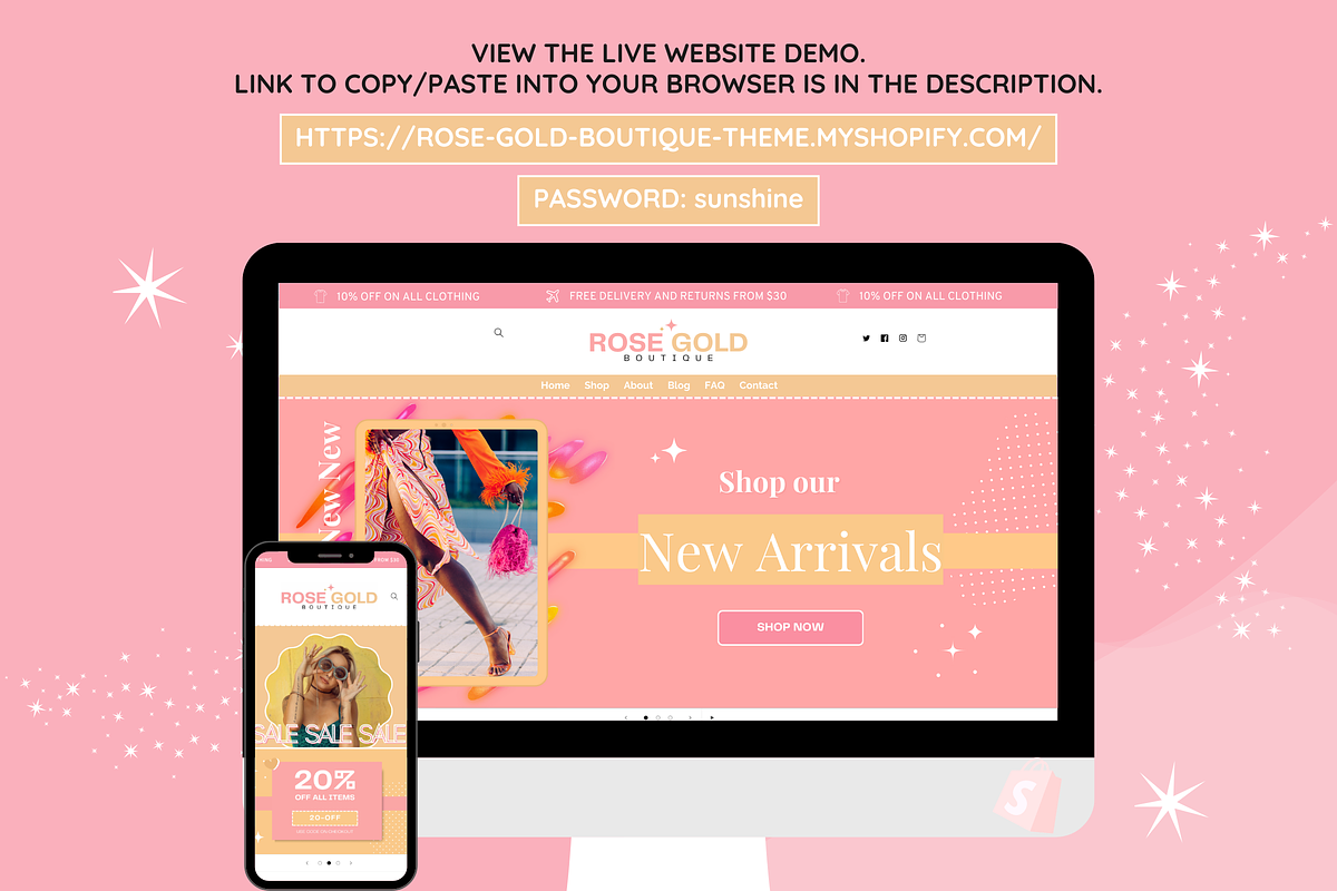 Rose Gold Shopify Theme, a Shopify Template by SunshineStudioBoutique (Photo 4 of 10)