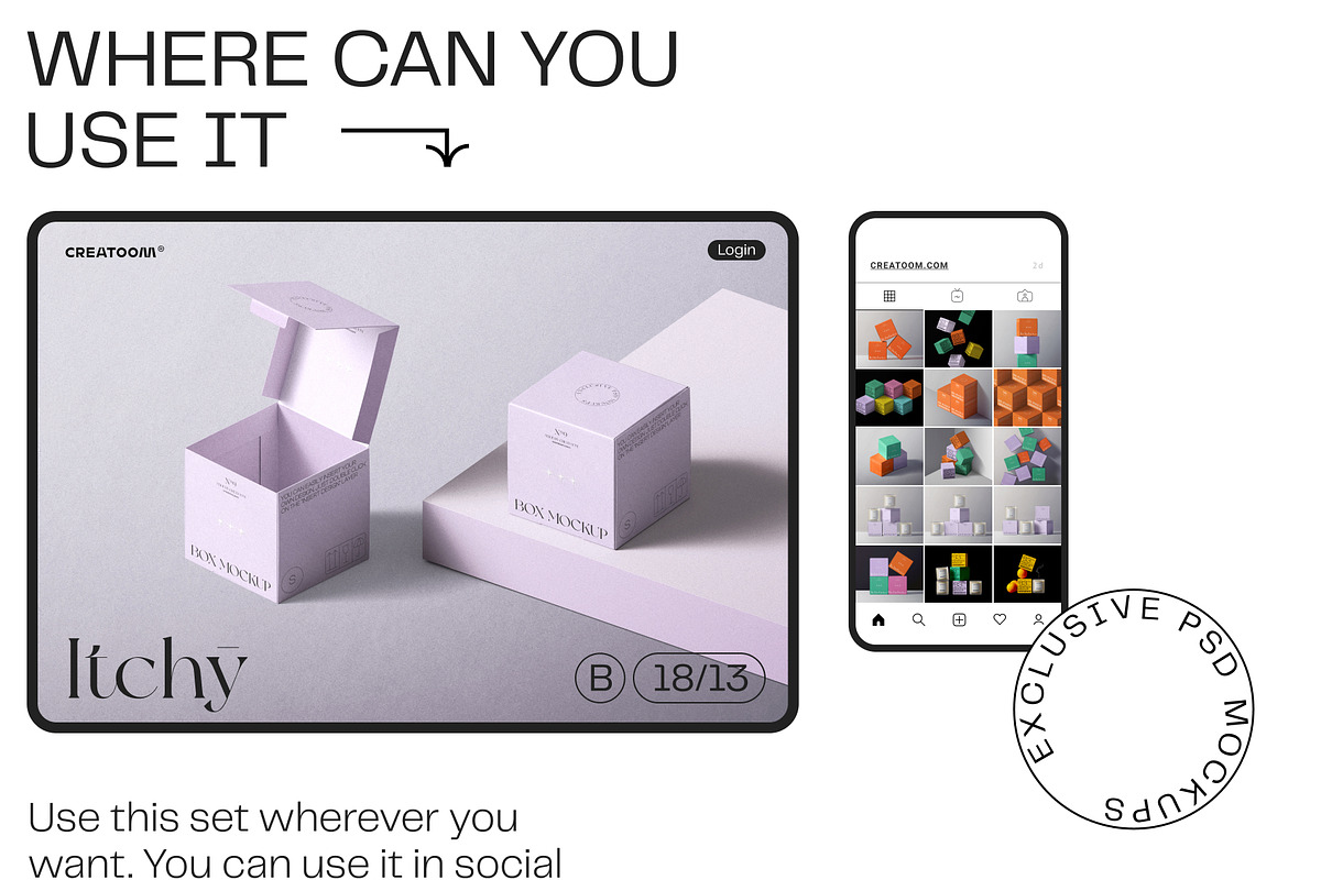 Itchy - Box&Candle mockups, a Packaging Mockup by Creatoom