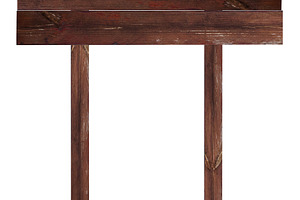 Wooden sign made of brown old boards on isolated background, an Abstract Photo by ndanko
