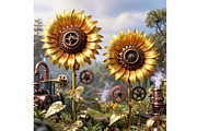Mechanical Sunflowers, a Work Illustration by Sharon Schwalbe (Thumbnail 2 of 4)