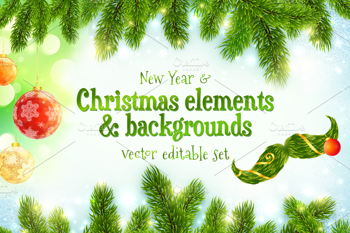 Christmas elements & backgrounds set