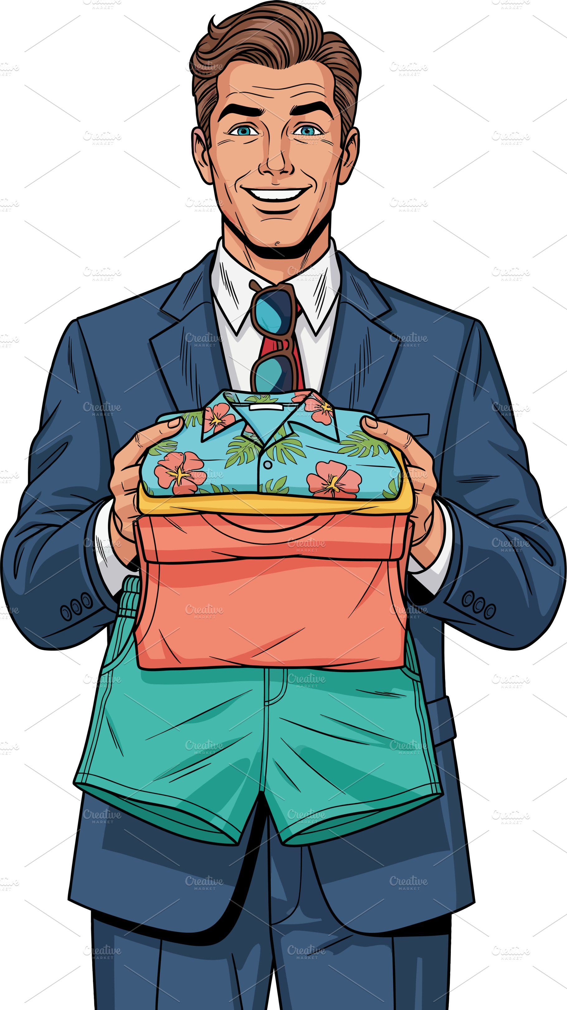 Happy Man in Suit Holding His Vacati, a Photo by angellodeco