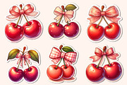 Kawaii Cherry with Bow Sticker PNG, an Illustration by Dream Creation (Thumbnail 4 of 6)