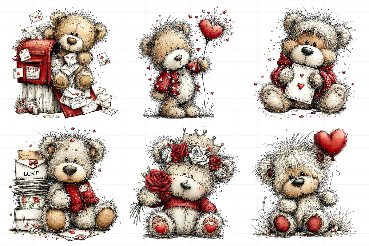 Valentine Teddy Bear Clipart, an Illustration by Daily.Designs (Photo 4 of 8)