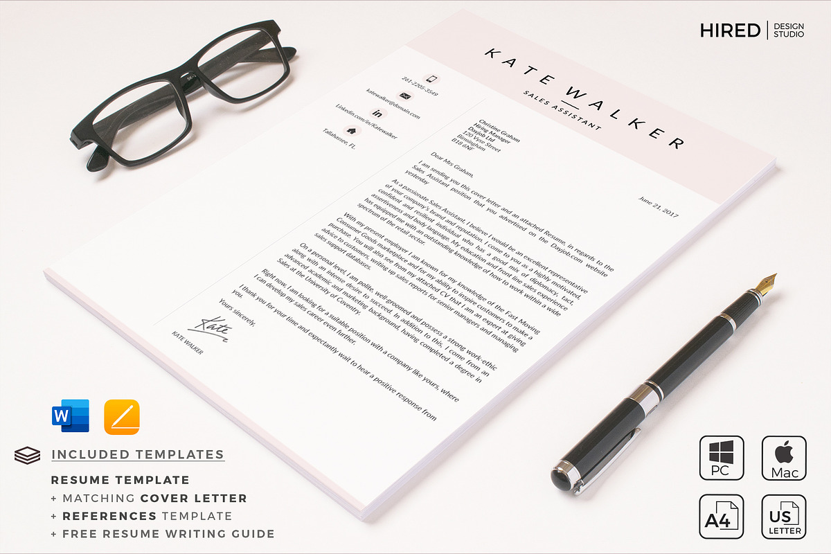 Sales Resume + Cover Letter format, a Resume Template by HIRED Design Studio (Photo 8 of 11)