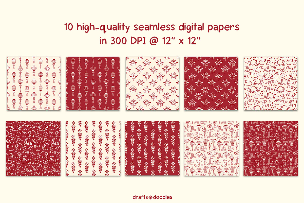 Chinese New Year Graphics Set, a Pattern Graphic by Drafts n Doodles (Photo 4 of 12)