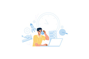 Project manager drinking coffee and, a Finance Illustration by pikepicture