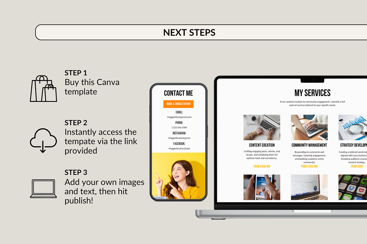 Social Media Manager Website Canva, a Landing Page Template by Preset Pixels (Photo 10 of 10)