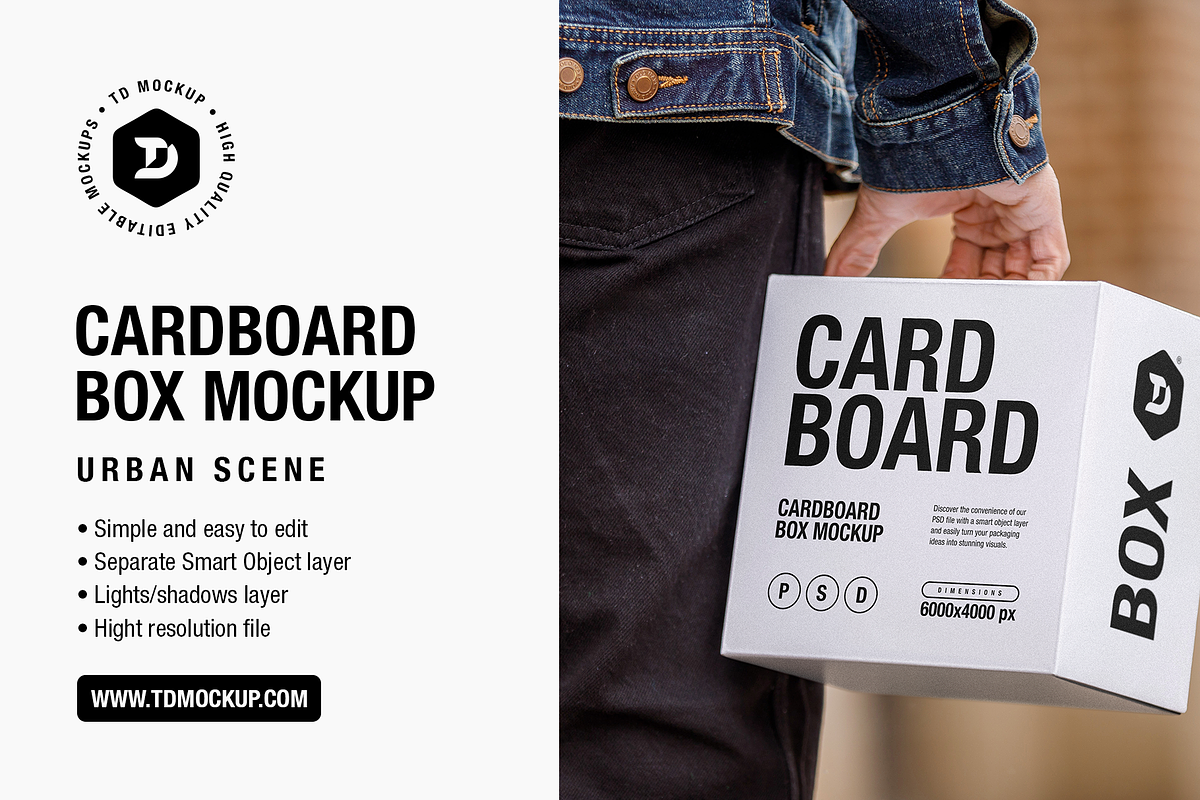 Cardboard Box Mockup, a Packaging Mockup by TD Mockup (Photo 1 of 2)