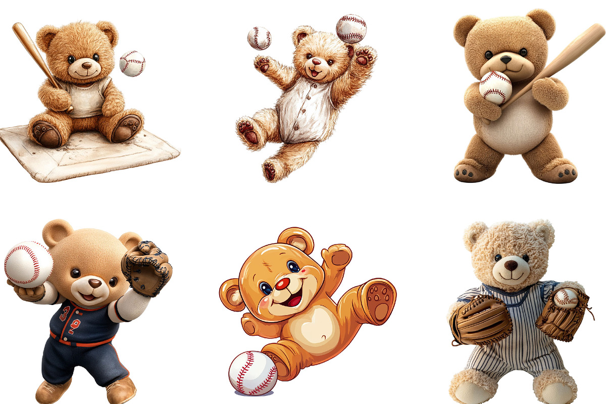 Teddy Bear Playing Baseball Clipart, an Illustration by Designking (Photo 4 of 5)