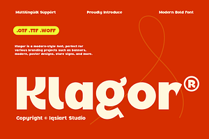 Klagor - Bold Display Font, a Sans Serif Font by Iqsiart Studio