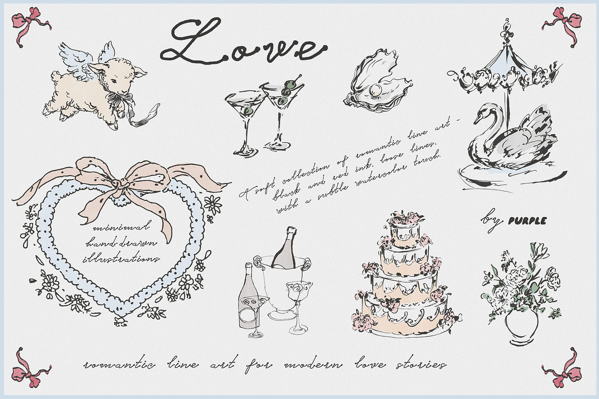 Love: Romantic Line Art, a Decorative Illustration by Purple (Photo 3 of 14)