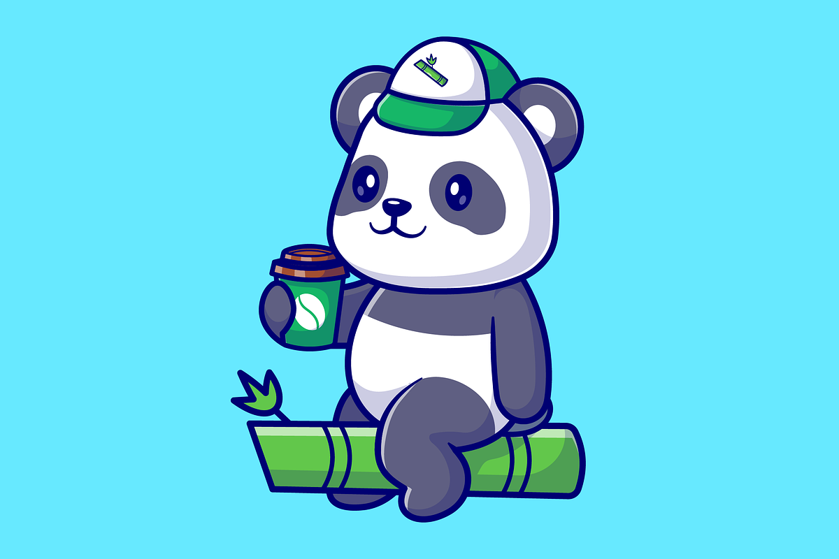 Cute Panda Drinking Coffee On Bamboo, an Animal Illustration by Catalyst Labs (Photo 1 of 3)