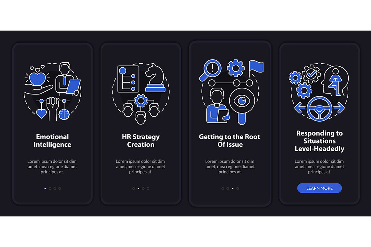 HR soft skills night mode app screen, a Templates & Theme by IMG Visuals