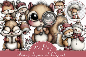 Quirky Squirrel, Funny Squirrel Clip, an Illustration by Libby Wishes