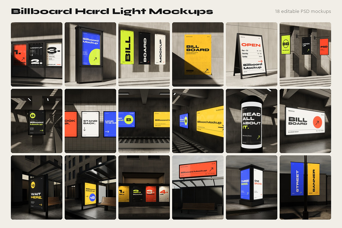 Billboard Hard Light Mockup Pack, an Advertising Mockup by Motion-Box (Photo 3 of 4)