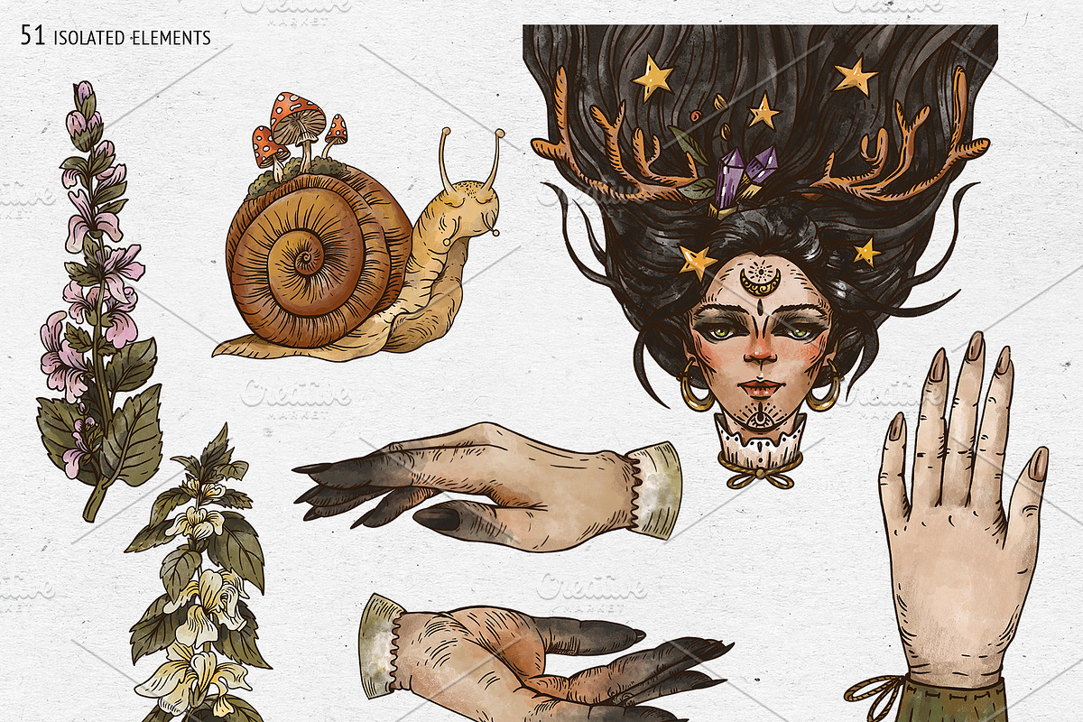 Witchcraft clipart Green witch plant, a Texture Illustration by Belusuab (Photo 5 of 15)