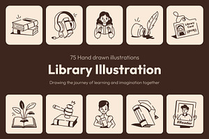 Library Drawing Illustration Set, an Outline Icon by Vectors Market
