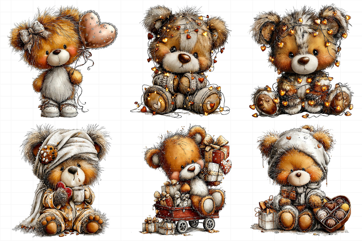 Valentine Teddy Bear Clipart, an Illustration by Daily.Designs (Photo 4 of 8)