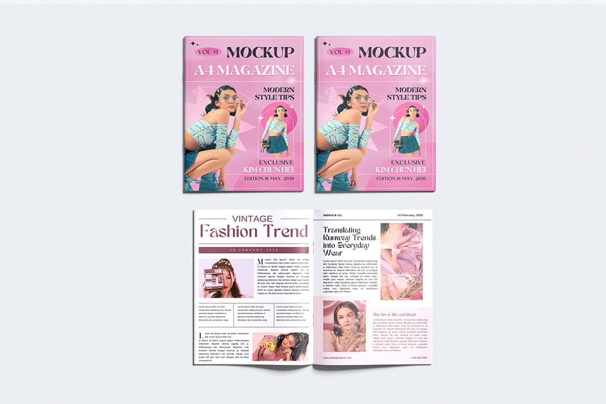 Realistic A4 magazine Mockup, a Books & Magazine Mockup by Pikachudesign