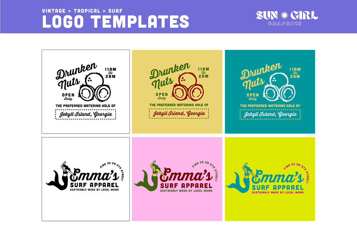 Vintage Tropical Surf Logo Templates, a Branding & Logo Template by sungirlgraphics (Photo 12 of 12)