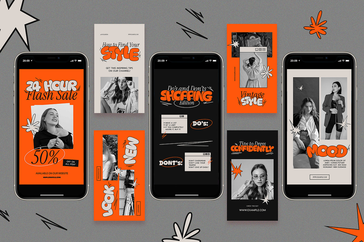Orange Indie Fashion Instagram Set, a Social Media Template by Aiyari Graphic (Photo 5 of 5)