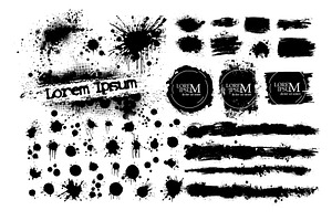 Black brush stroke set isolated on, an Illustration by Nenahliadava Design