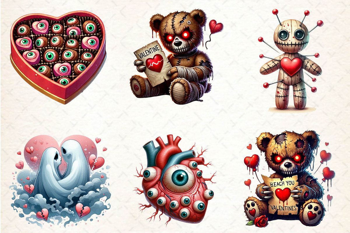 Creepy Valentine’s Sublimation Clipa, an Illustration by CreationArt (Photo 4 of 5)