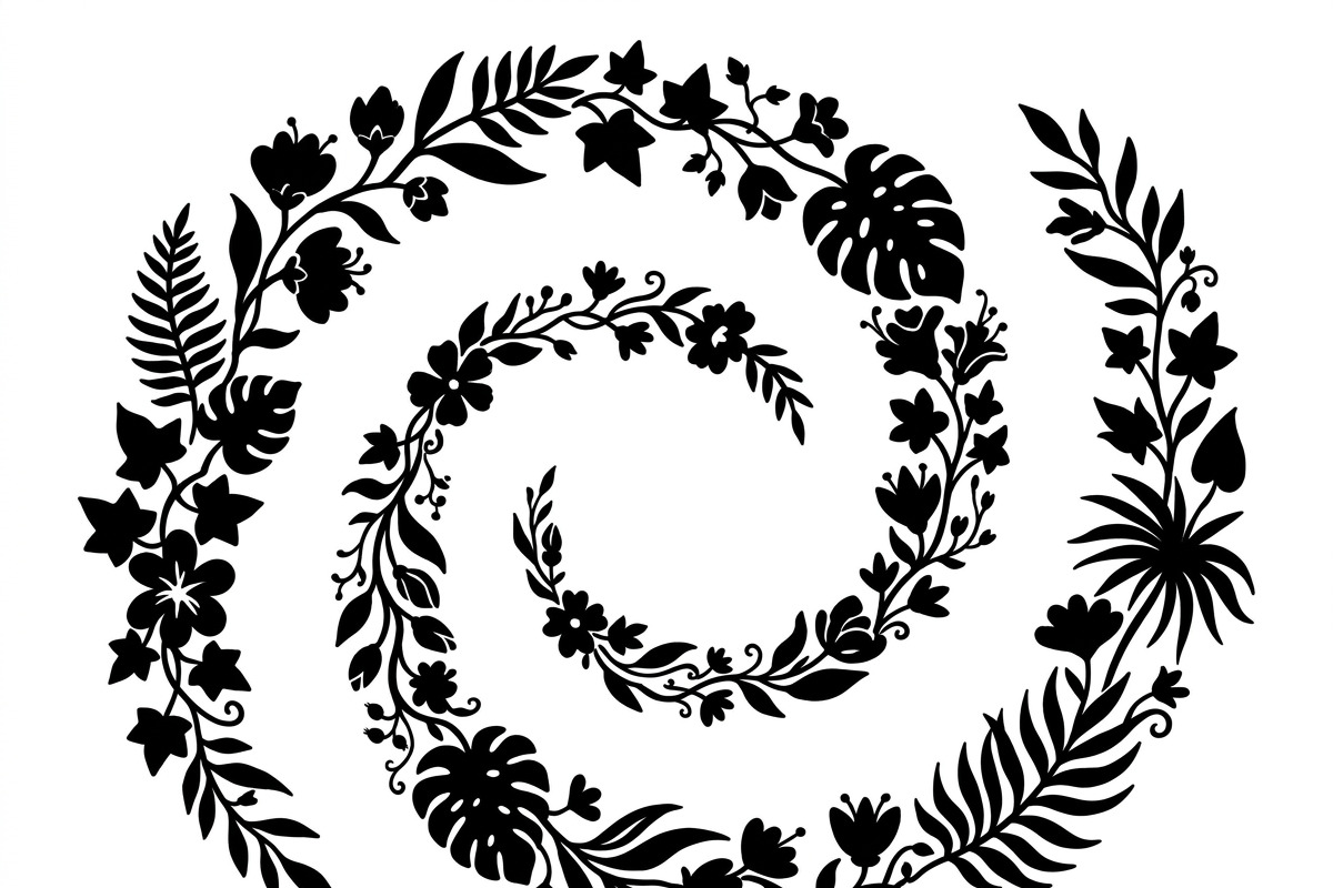50 Elegant Floral Leaf Spiral Frame, a Decorative Illustration by Amazin_art (Photo 37 of 39)