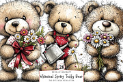 Whimsical Spring Teddy Bear Clipart, an Illustration by OK Design (Thumbnail 1 of 6)